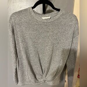 Lush brand gray long sleeved top waffle knot twist detail size medium